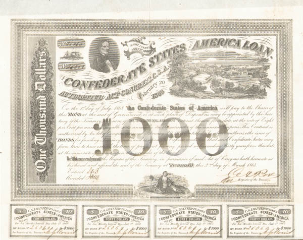 Confederate $1,000 Bond - CR-125